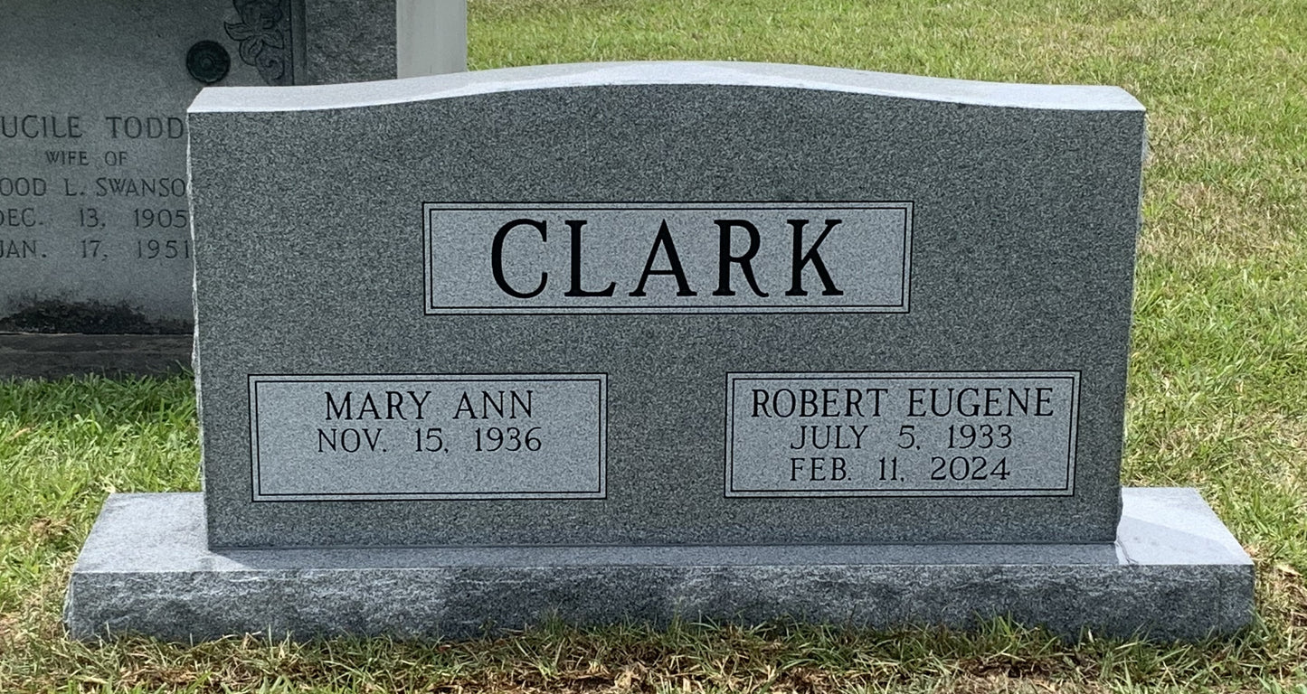 Gray Granite Companion Upright Headstone w/ Frosted Panels