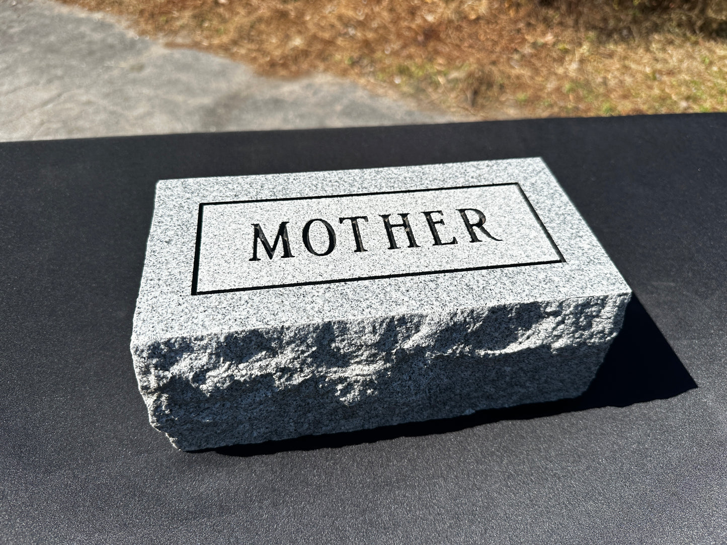5" x 10" x 4" Foot Stone or Pet Marker Gray Granite w/ Frosted Panel