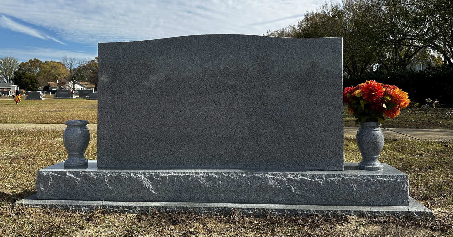 Companion Upright Headstone w/ Polished Ends, Dogwood & Cross Carving