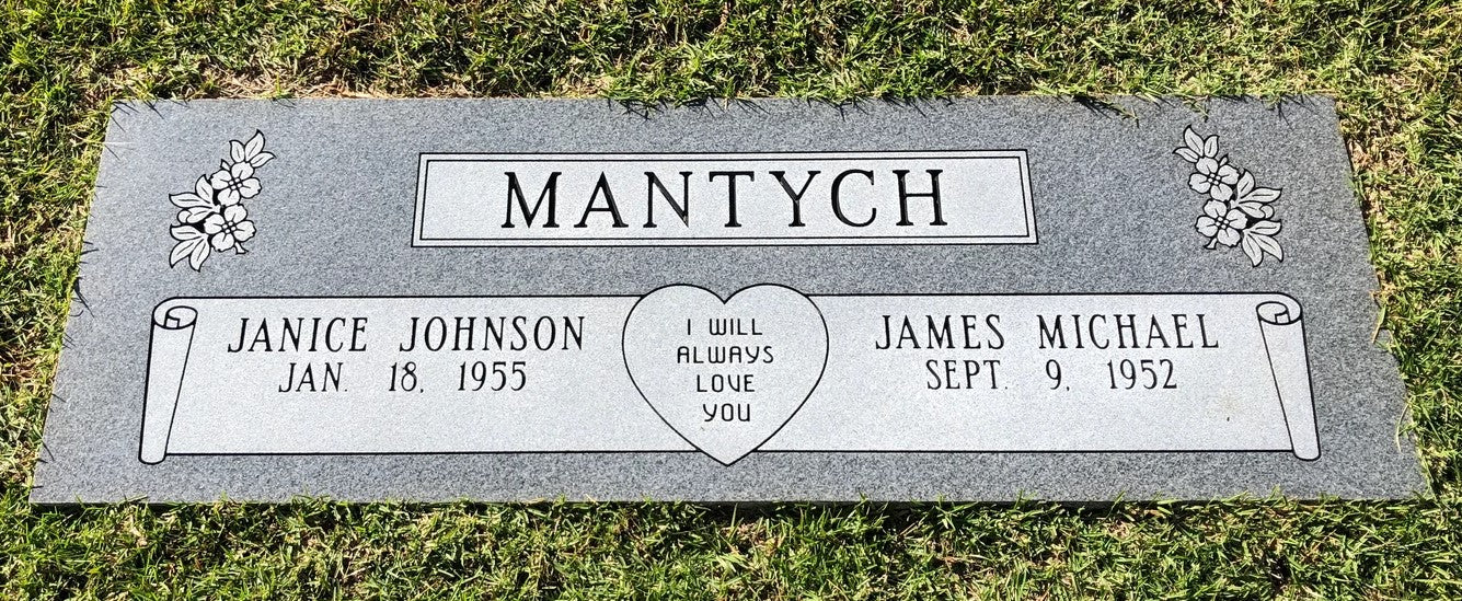 Companion Flat Marker w/ Heart Scroll Panel & Dogwood Carving