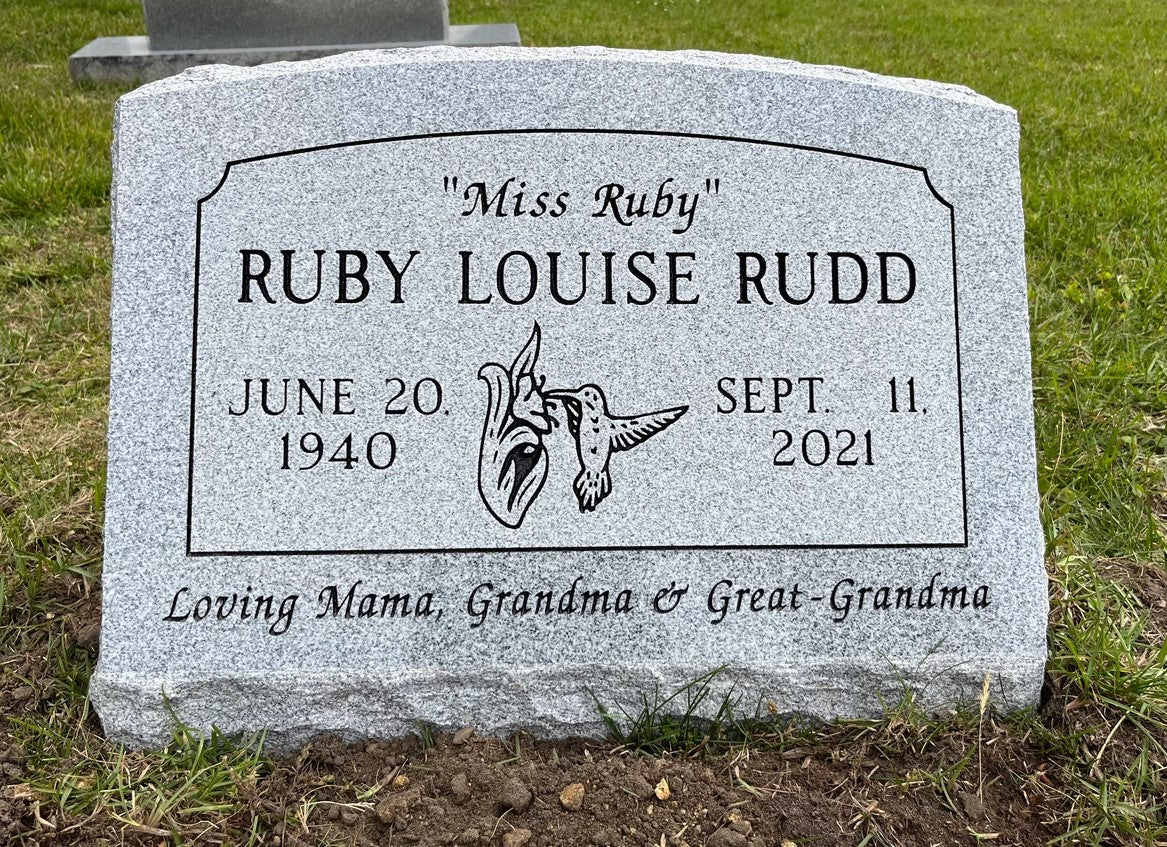 Gray Granite Oval Top Individual Slant Marker