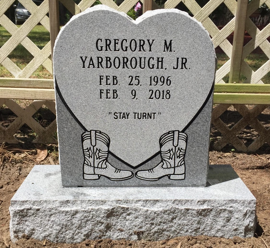 Individual Heart Shaped Upright Headstone