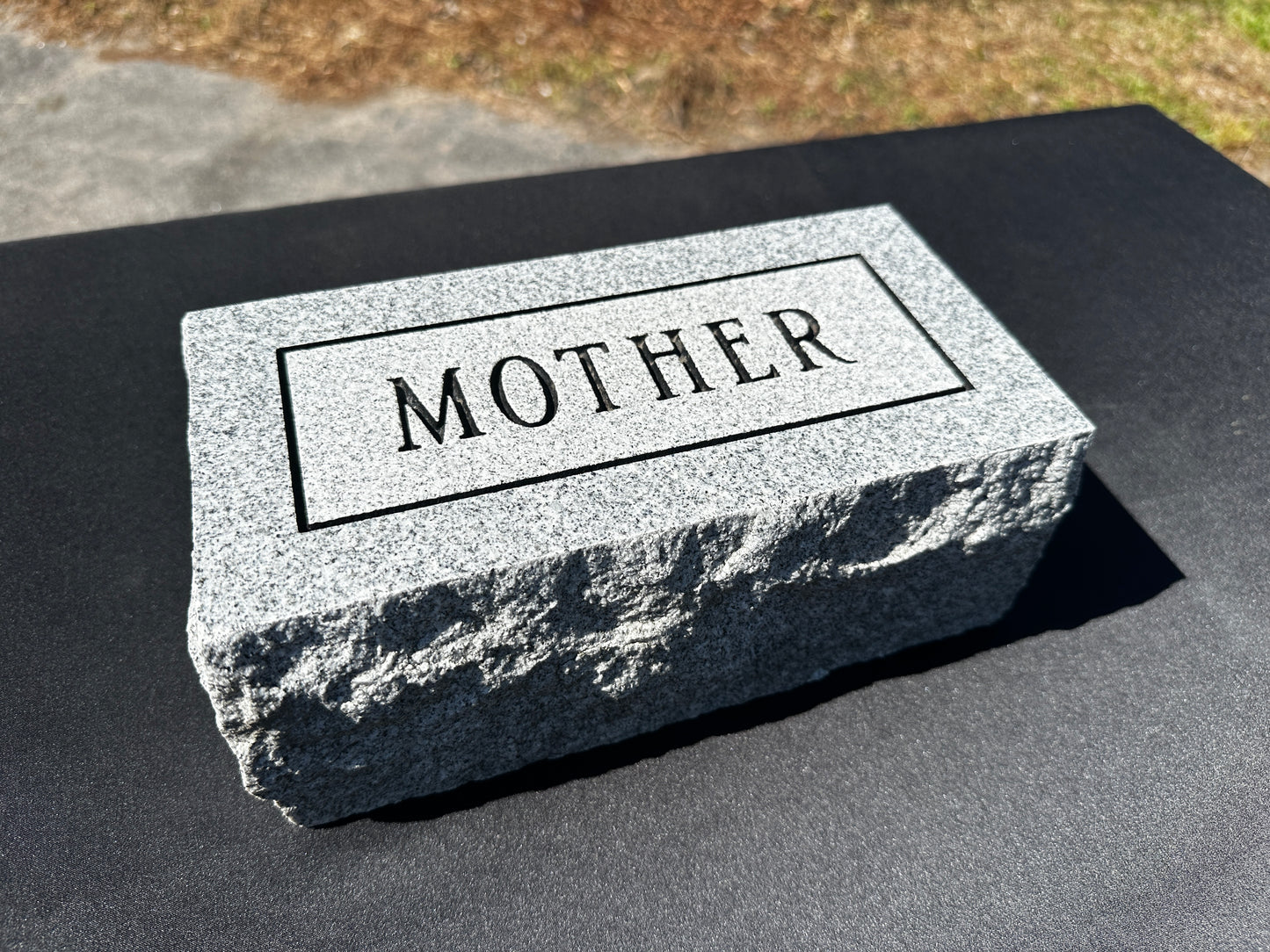 5" x 10" x 4" Foot Stone or Pet Marker Gray Granite w/ Frosted Panel