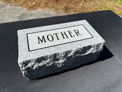 5" x 10" x 4" Foot Stone or Pet Marker Gray Granite w/ Frosted Panel