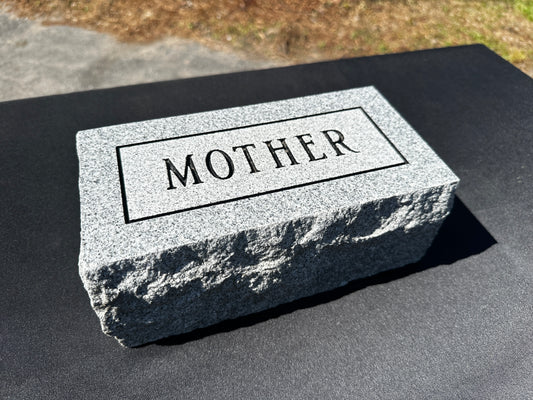 5" x 10" x 4" Foot Stone or Pet Marker Gray Granite w/ Frosted Panel