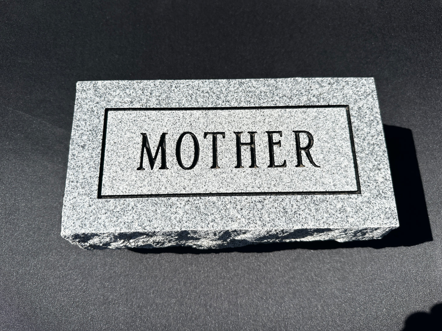 5" x 10" x 4" Foot Stone or Pet Marker Gray Granite w/ Frosted Panel