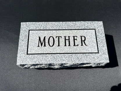 5" x 10" x 4" Foot Stone or Pet Marker Gray Granite w/ Frosted Panel