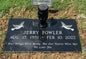 Black Granite Flat Marker w/ Dove Carving & Flower Vase