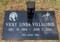Black Granite Flat Marker w/ Flower Vase, Hummingbird, & Etched Portrait