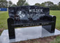 Black Granite Companion Couch Style Bench w/ Gray Granite Foundation / Morning Sun Dove Carving